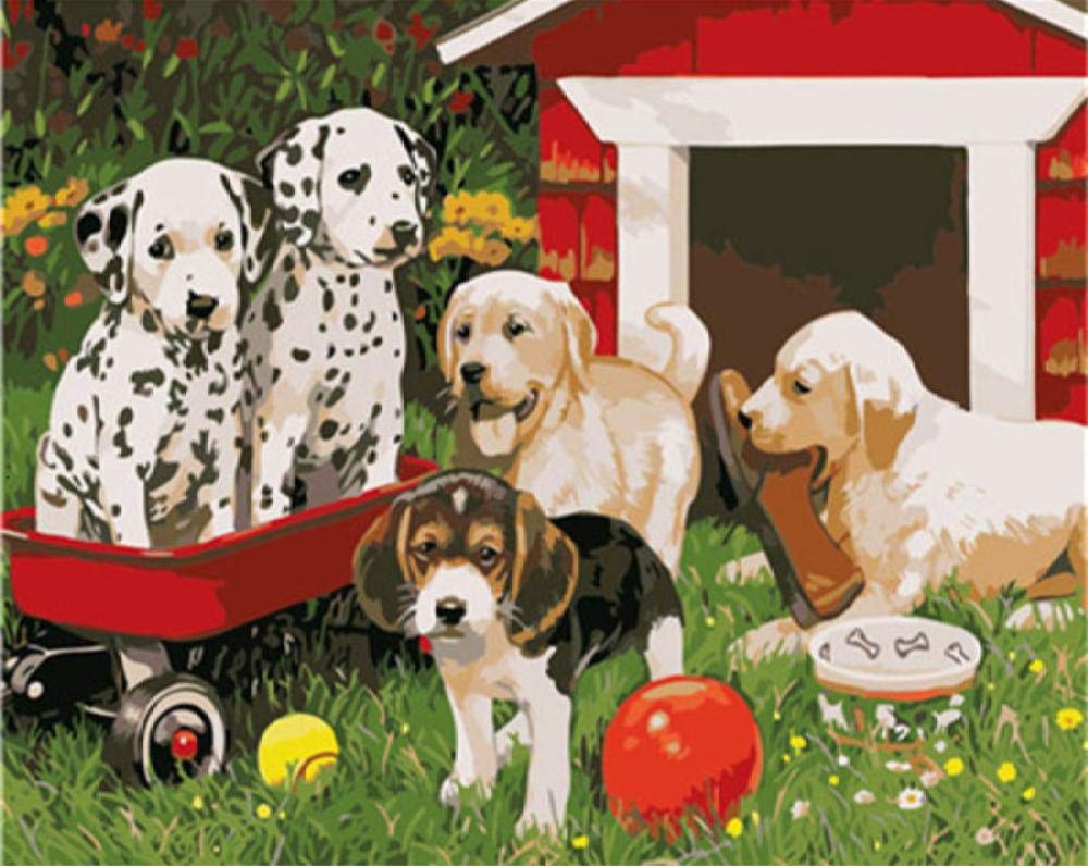 Peinture par numéro chien animaux art mural adulte 40x50cm