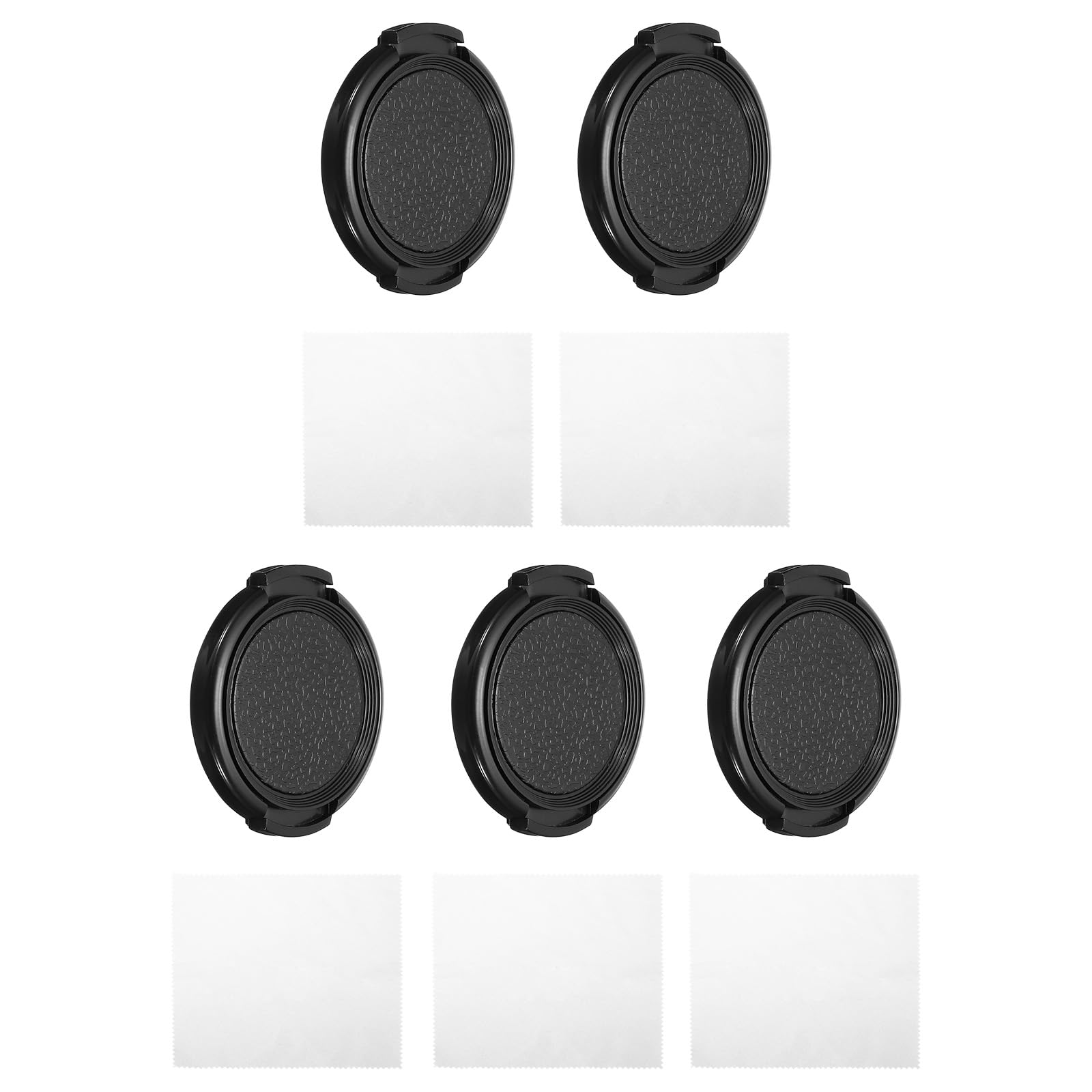 PATIKIL 40.5mm Lens Cap, 5 Pack Sides Pinch Snap Camera Lens Cover for Front Lens with Cleaning Cloth, Suitable for 40.5mm Thread Universal DSLR Lenses, Black