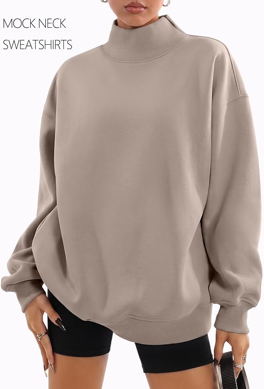 Trendy Queen Womens Mock Neck Sweatshirts Oversized Pullover Fall Outfits image 2
