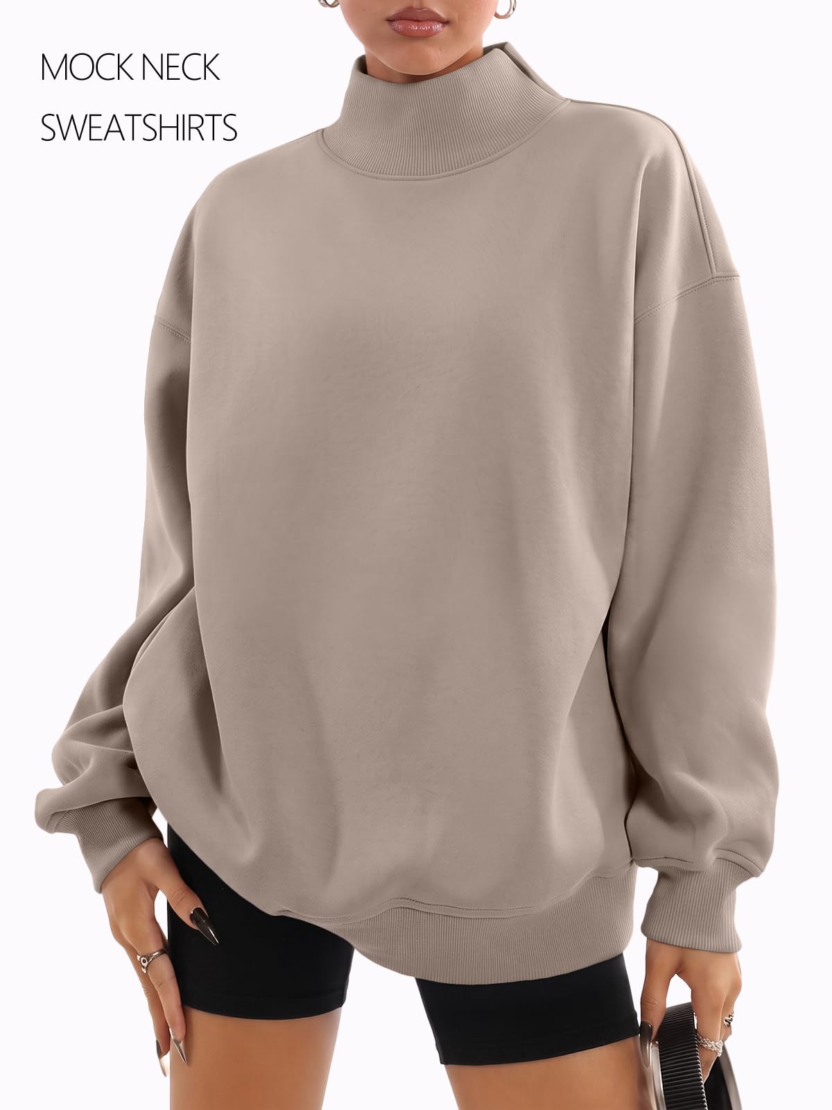 Trendy Queen Damskie bluzy oversize sweter z golfem bluzy z długim rękawem topy jesienne modne stroje 2025 ubrania