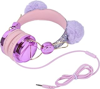 UKCOCO Kids Headphones Headphones Cat Ear Headset Cartoon Headphones Over Ear Headphones Corded Headphones Travel Headphone