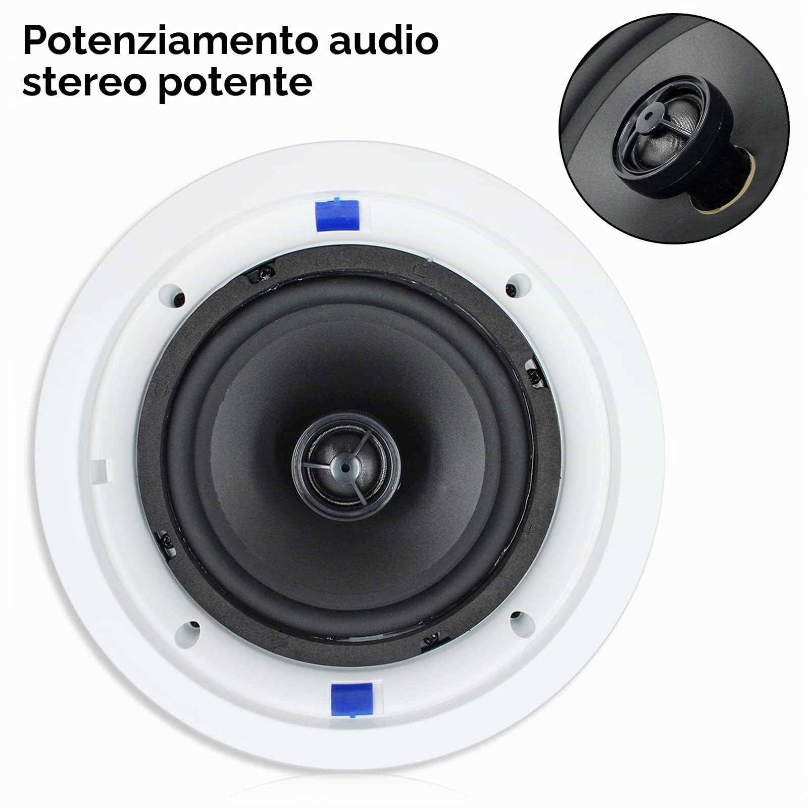 Herdio 6.5 pollici HCS-818BT Altoparlanti da soffitto Bluetooth 320W a 2 vie con montaggio a incasso in altoparlanti a parete per la casa Bagno Cucina Ufficio con audio a gamma completa