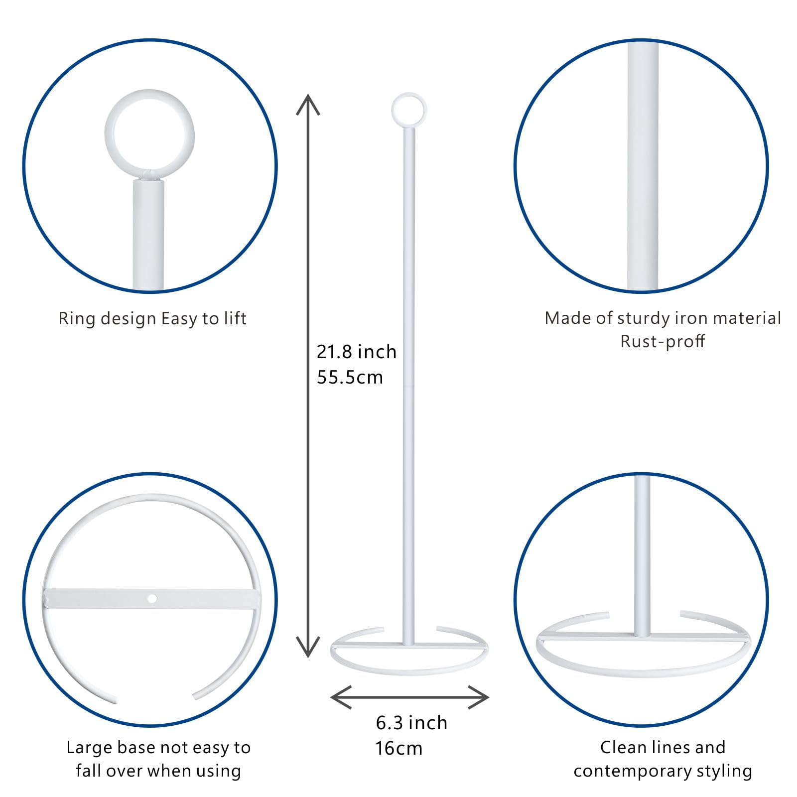 Eolax Toilet Paper Holder Stand, Free Standing Bathroom Tissue Paper Storage and Dispenser for 4 Spare Rolls, All Metal Sturdy Roll Storage Shelf, White