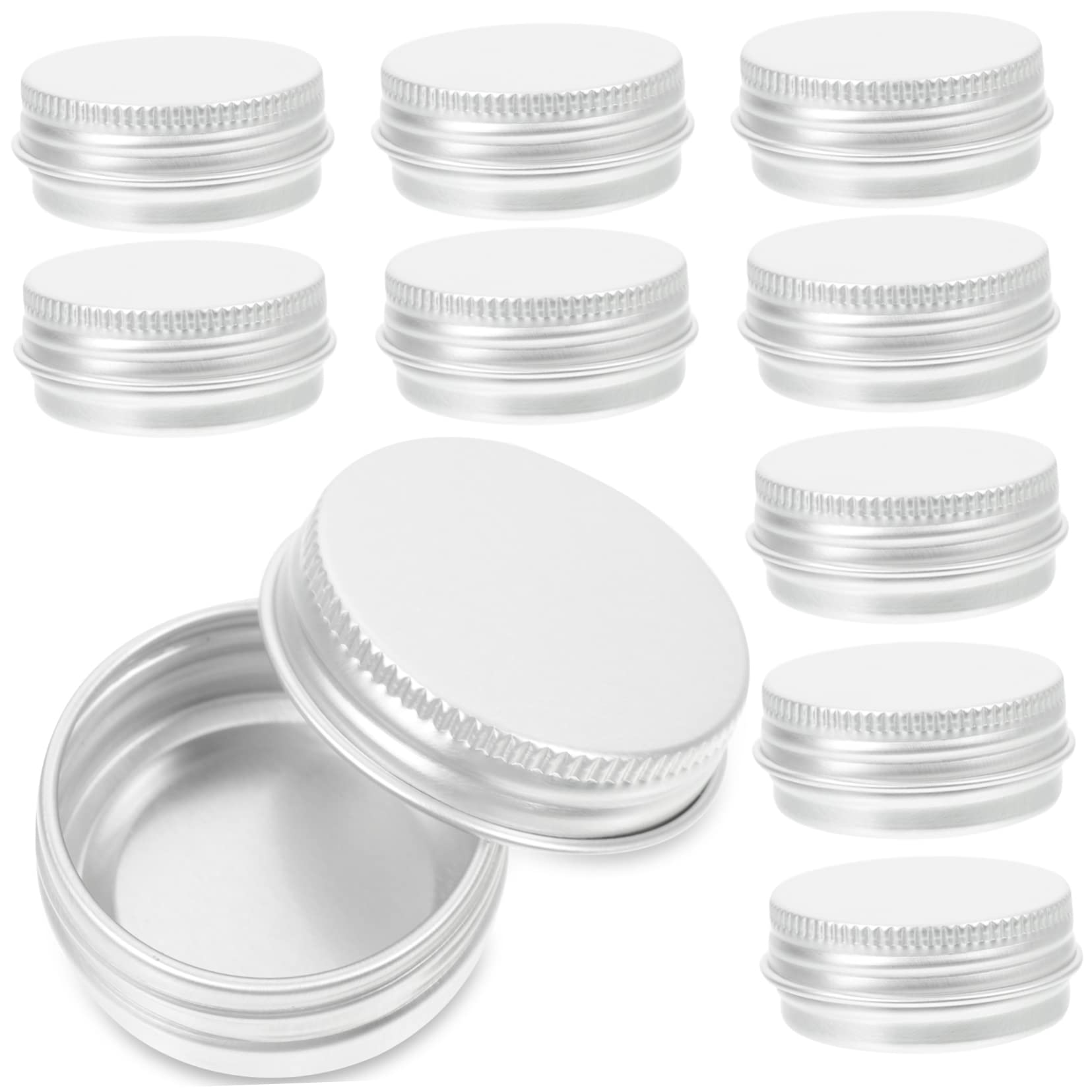GREENADSCAPE 24pcs Refillable Aluminum Containers Small Round Metal Tins Screw Lids for Storage for Crafts Cosmetics Beads and Office Supplies