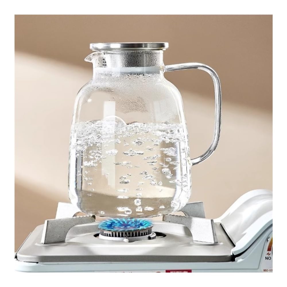 Teekanne, Glas-Kühlkessel mit großem Fassungsvermögen – Hochtemperaturbeständiger Krug for kaltes Wasser und Saft