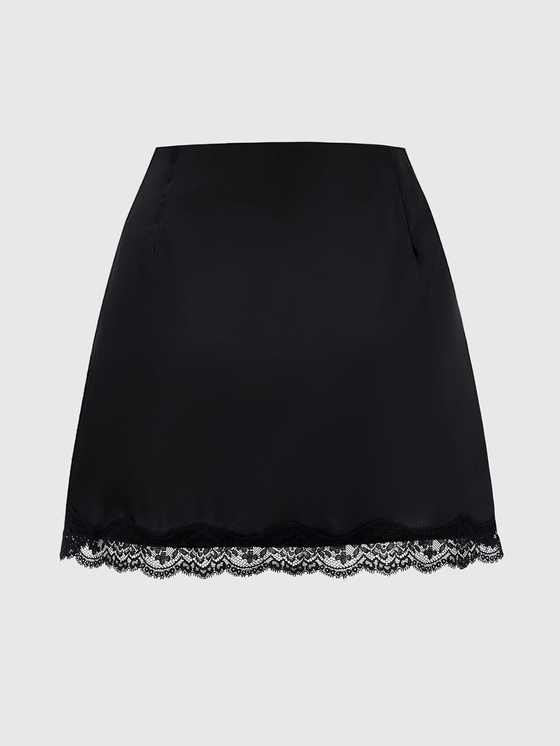 Women's Lace Satin Mini Skirt Elegant High Waisted Bodycon Going Out Skirts