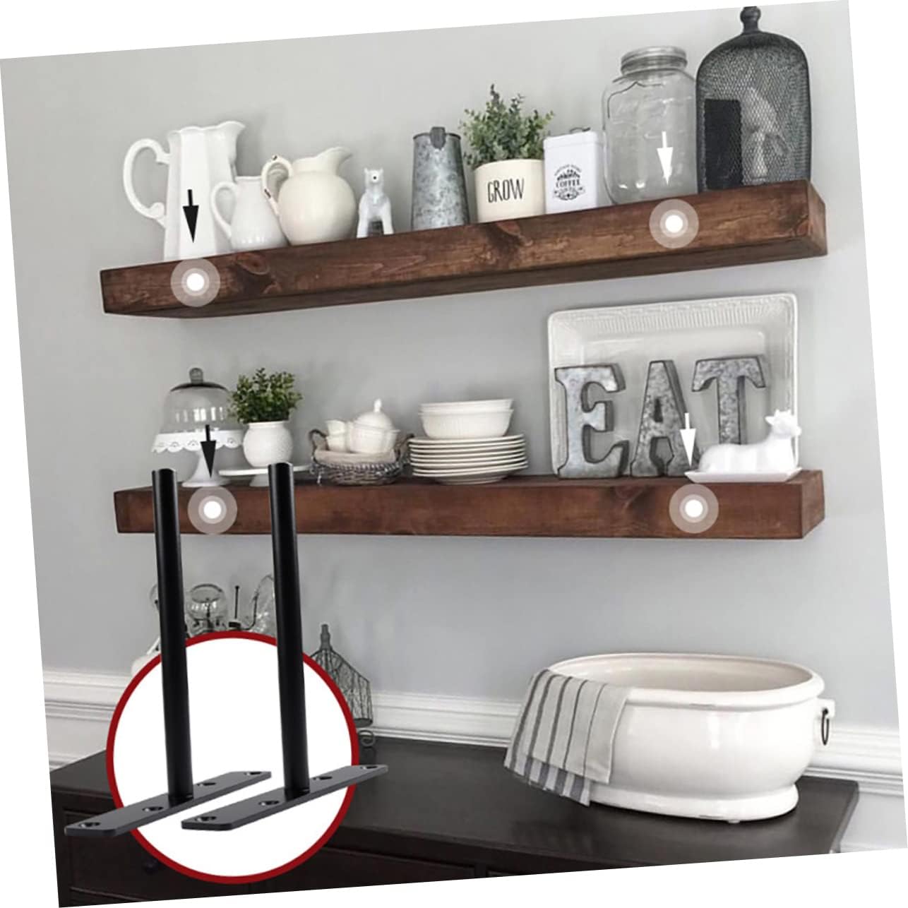 Operitacx 6sets Blind Shelf Support Bracket Floating Shelves Brackets Pipe Shelving