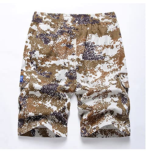 Loktarc Boys Camouflage Cargo Shorts For Kids Bermuda Drawstring Elastic Waist Summer Shorts Camo Khaki 6-7 Years/Size 140 #TOP1