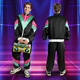 AYBUY Deguisement Année 80 90 Homme Femme, Survêtement Veste Pantalon Costume Tenue Rétro Disco Hippie pour Carnaval Soirée Deguise, L - 5