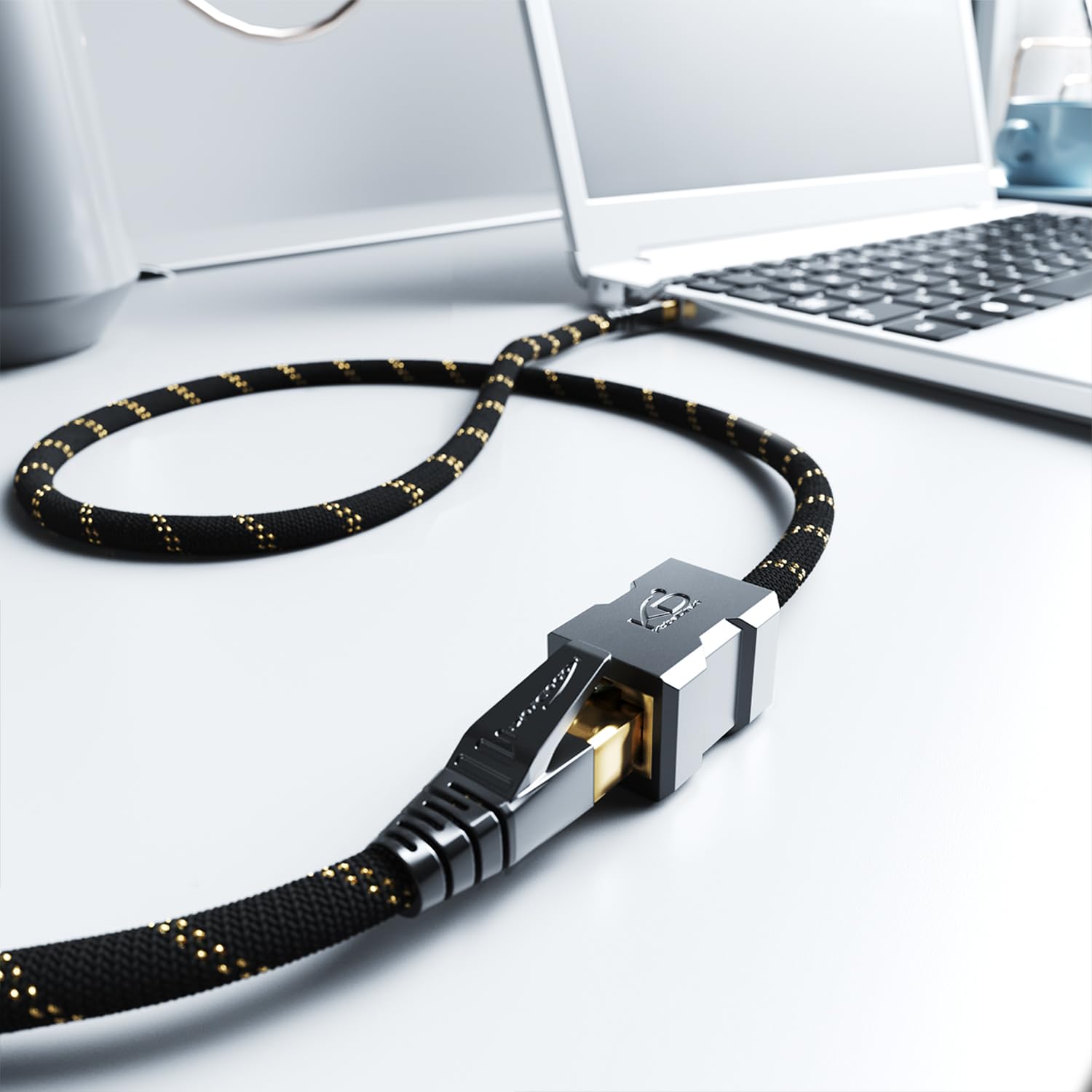 KabelDirekt – Przedłużacz kabla LAN i Ethernet, o konstrukcji odporniej na złamanie – 0,3 m (10 Gbit/s, kabel kategorii 7, RJ45, przedłuża kable sieciowe z pełną prędkością, ekranowany, nylonowy)