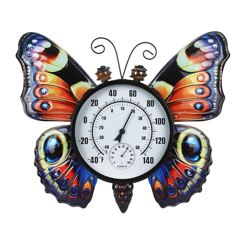 Photo 1 of VEWOGIFT Butterfly Outdoor Thermometer - Multi Butterfly, 21.7" H