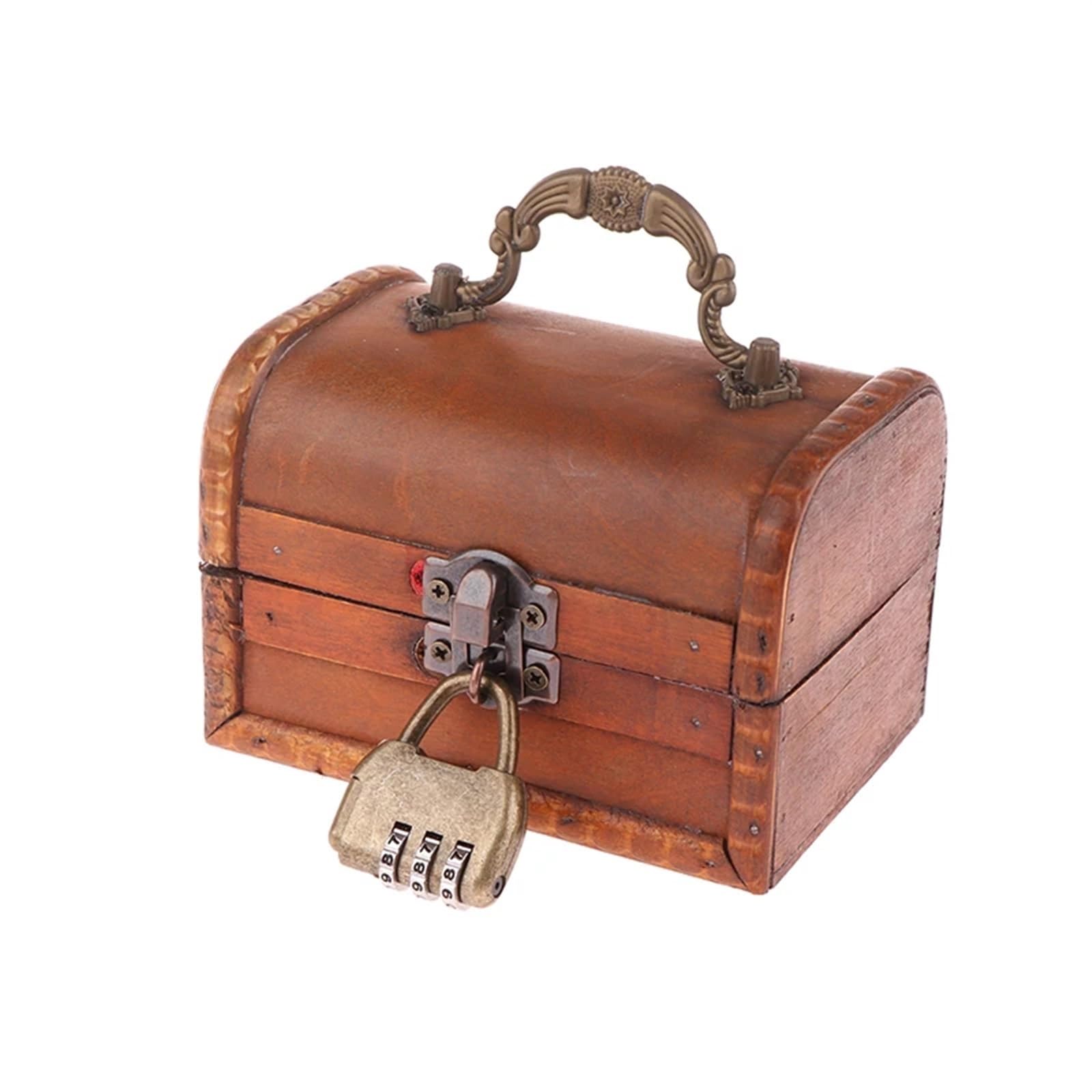 YShiuoL Wooden Storage Box Retro Storage Wooden Box Necklace Earrings Jewelry Password Lock Key Unlocking Green Brown(Color4)