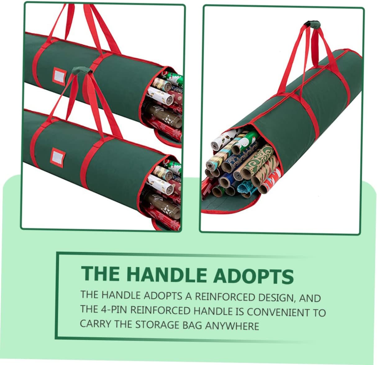1pc Christmas Wrapping Paper Storage Bag Organizer Reinforced Bottom Zip Closure for Holiday Accessories Xmas Wrap Holder