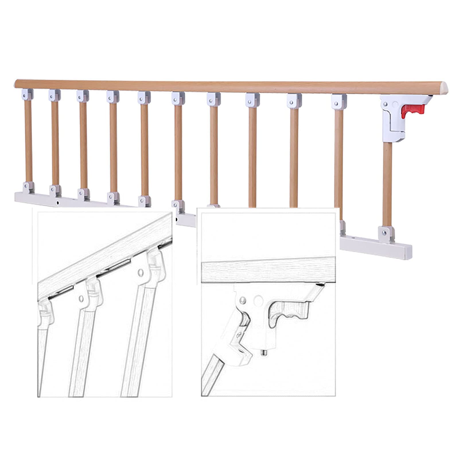 Barandilla de protección de cama, barandilla de seguridad plegable para ancianos, mango de ayuda para adultos, parachoques de agarre de metal, construcción resistente para un apoyo seguro y prevención