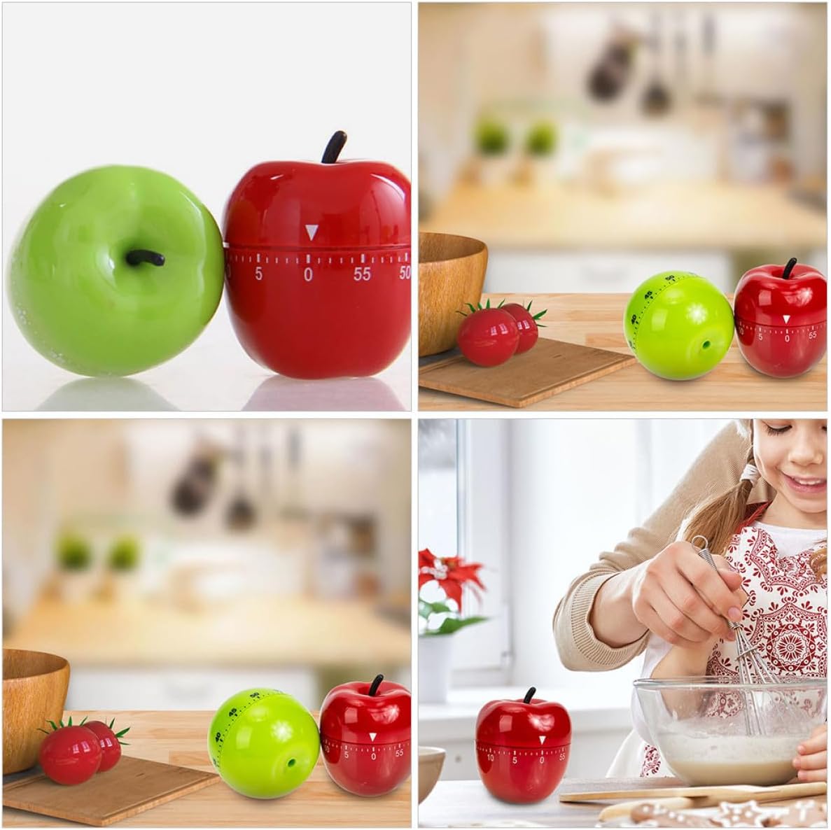 ABOOFAN Fruit Shaped Kitchen Timer Mechanical Countdown Timer for Cooking Baking and Home Use Decorative Manual Wind up 2 pcs