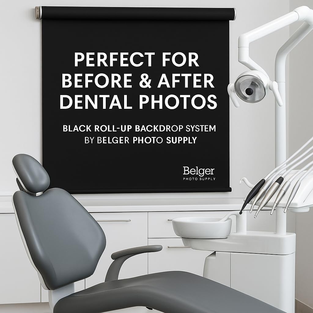 Black 2.5' x 5' Rollup Backdrop System – Compact Spring-Powered Background, Wall, Ceiling, or Door Mounted for Professional Headshots, Office Portraits & Studio Photography