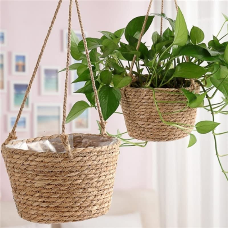 Wiszące Doniczki Ogrodowa wisząca doniczka makrama kosz do przechowywania roślin kryty kwiat na zewnątrz uchwyt na doniczkę wieszaki na rośliny Home Decor Wiszące donice (Color : Gris)