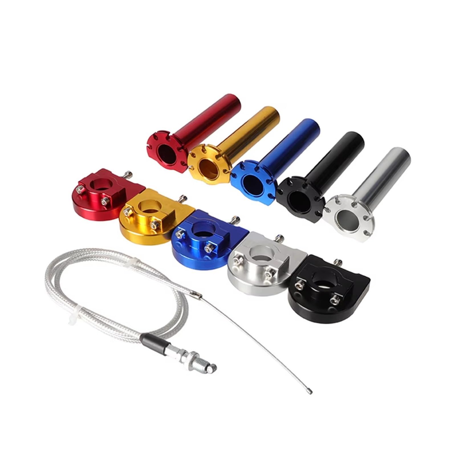 Empuñaduras Manillar Kit De Acelerador De Acción Rápida con Cable Manillar De Motocicleta Dirt Pit De para 50cc, 110cc, 125cc, ATV(Black Set)