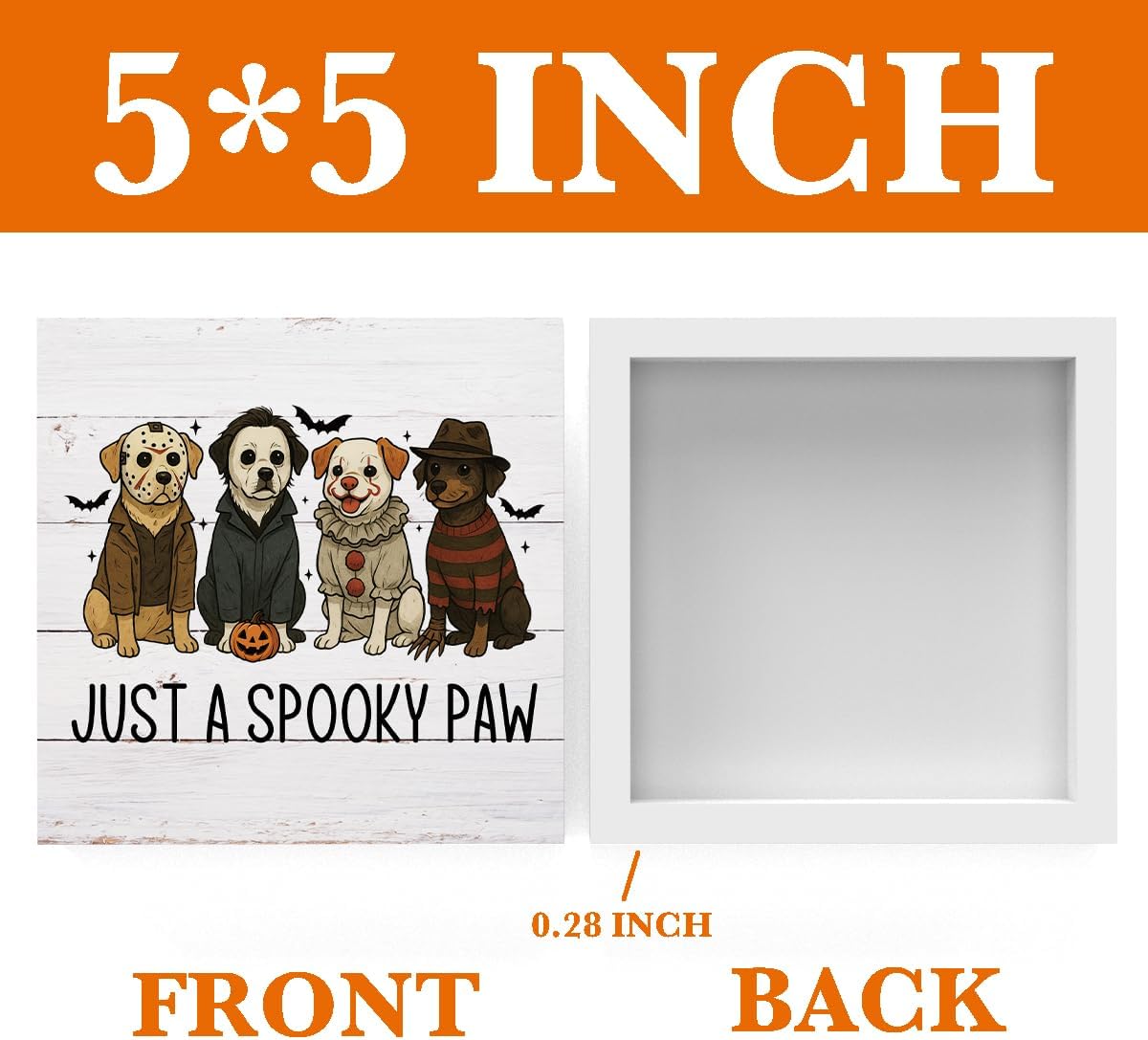 Halloween Ghost Table Decorations Indoor Halloween Party Decorations Vintage Dog Spooky Home Decor Gifts Rustic Pumpkin Wooden Box Sign for Kitchen Bedroom Bathroom Office House Shelf Decor image 2
