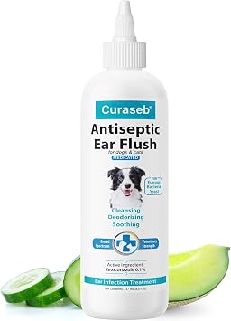 Curaseb Dog Ear Infection Treatment Solution Soothes Itchy & Inflamed Ears Cleans Debris and Buildup - 8oz