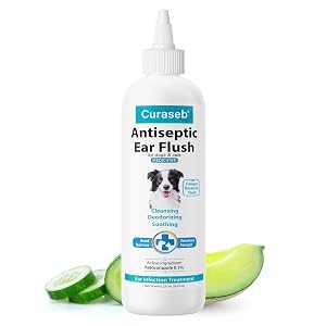 Curaseb Dog Ear Infection Treatment Solution Soothes Itchy Inflamed Ears Cleans Debris and Buildup - 8oz