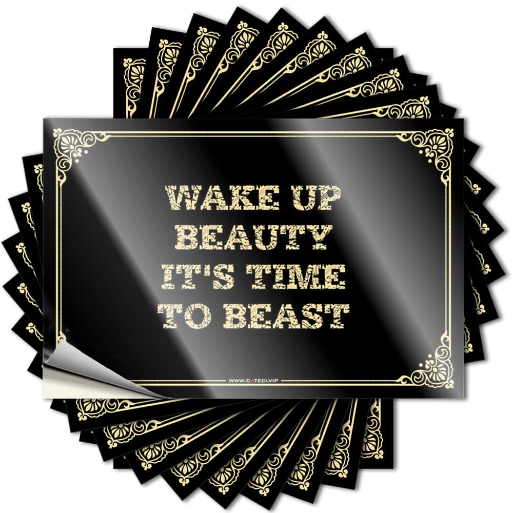 Coastal Tattoos, Bar Stuff Tumbler Wake Up Beauty It's Time to Beast | Funny Quote Student Decals(12X18CM)
