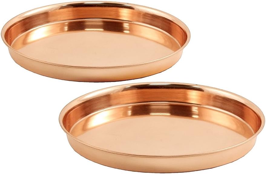 Achla Designs Pair of Round Trays, 8", Copper