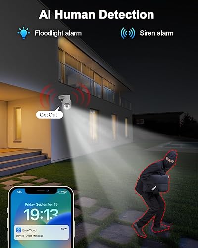 Miniatura 5 de Cámara de seguridad solar inalámbrica para exteriores, cámara alimentada por batería de 4MP 360, cámara PTZ WiFi con detección de movimiento PIR,