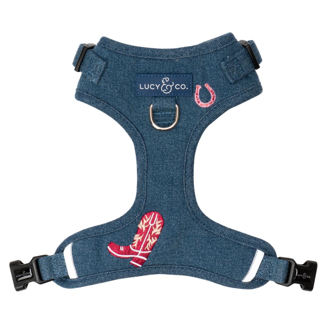 Lucy & Co. The Bolt of Lightning No-Pull Dog Harness for Dogs – Vest to Stop Pulling & Walk Easy – Comfortable Leash Training Product w/Adjustable Chest & Neck Straps - Blue Demin Cowgirl - X-Large — image 1