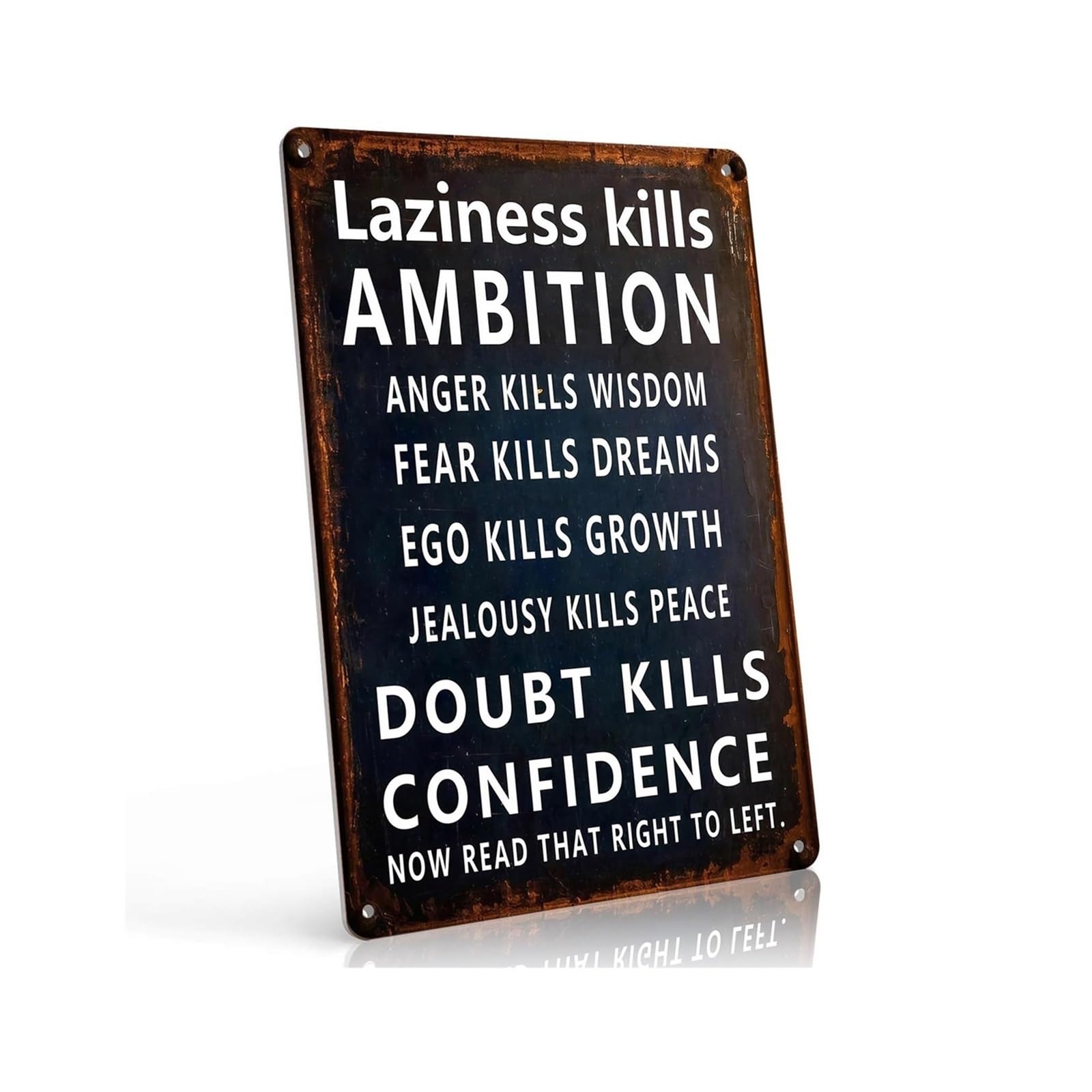 PKNVKZIDK Motivational Sign Laziness Kills Ambition Quote Vintage Tin Sign for Office Decor Gym Motivation Home Office Study Success Mindset Wall-Art 8 X 12 in