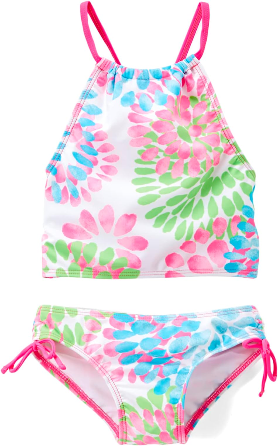 Girls Daisy UPF 50 Beach Sport Halter Tankini 2-Piece Swimsuit