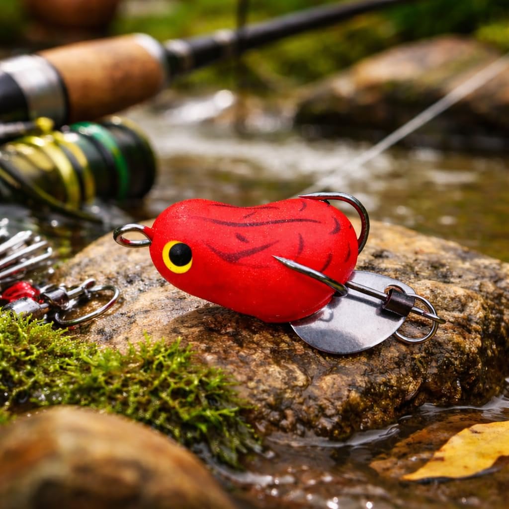 VAYINATO Realistic Soft Frog Fishing Lure 1pc – Topwater Floating Frog Bait with Double Hooks – Weedless Design for Bass, Snakehead, Pike – Life-Like Action | Random Colour-image-49