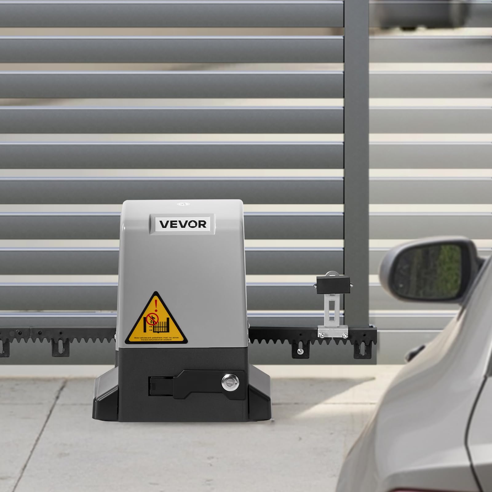 VEVOR Abridor de Puerta Corrediza Eléctrico 550 W para Puertas de hasta 25 m Carga de 1500 kg con Cremallera de Nailon, Sensor Infrarrojo, 2 Controles Remotos, Sistema de Apertura de Portones 10 m/min