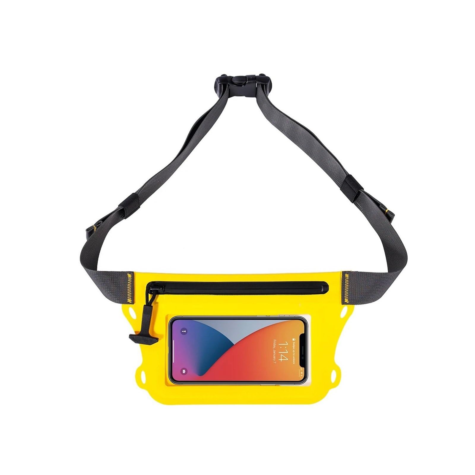 Borsa Nuoto Marsupio impermeabile con cintura regolabile, schermo touch, borsa asciutta, doppia tasca interna per il nuoto(Yellow)