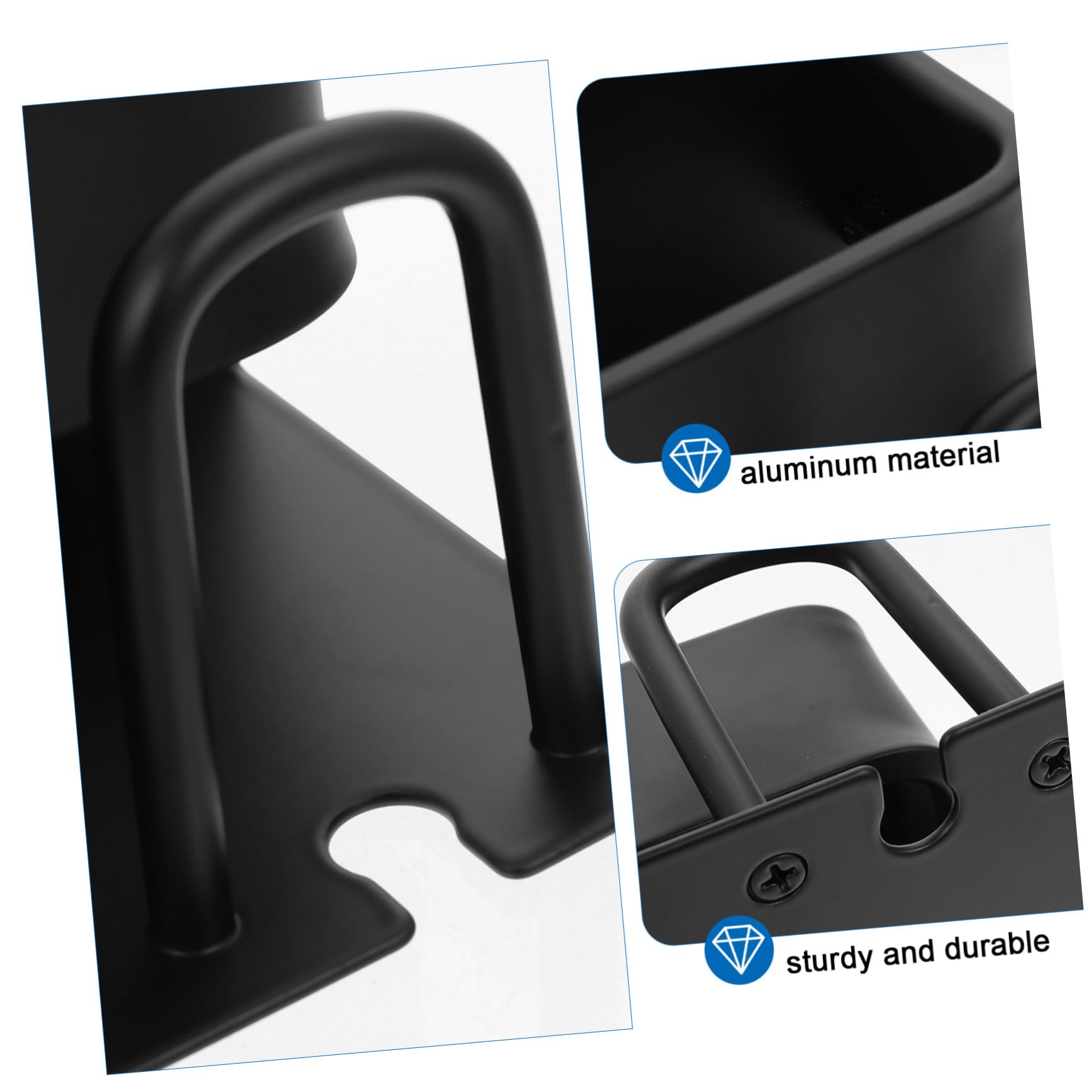 Gatuida Portaspazzolino da Parete in Alluminio Nero Organizer Bagno Multifunzione per Spazzolini Bicchieri e Dentifricio Supporto Compatto con Drenaggio Naturale Facile da Installare e