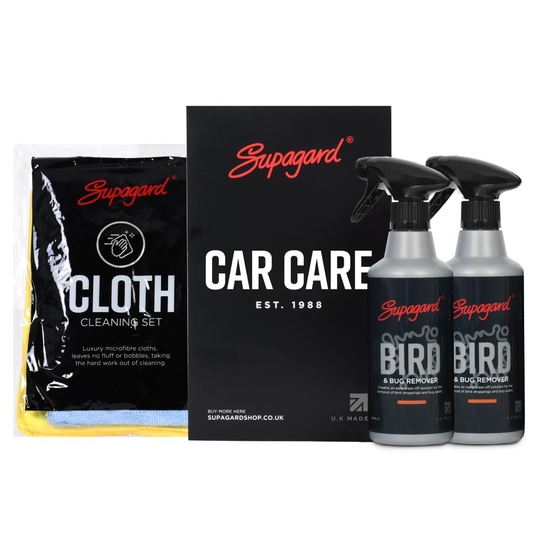 Supagard Bird Poo Remover for Cars Twin Pack (2 x 500ml) – Powerful Bird Lime Cleaner & Bug Stain Remover – Paint-Safe, Rehydrating Foam Formula for Cars & More