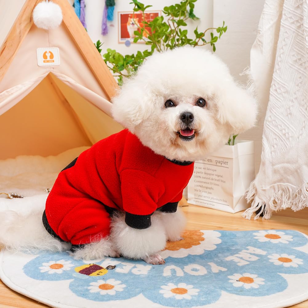 Sweter polarowy dla zwierząt domowych, płaszcz dla psa, bluza z pierścieniem D, do uprzęży, smycz, ciepły sweter, ubrania zimowe dla małych psów, szczeniaków, 3 kolory, M (czerwony)
