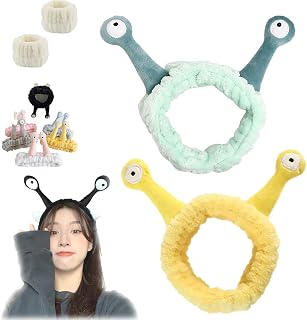 Snail Makeup Headband, Snail Skincare Headband, Snail Headband For Washing Face, Cute Funny Snail Spa Headband Hair Accessories for Girls Women (2PCS-L)