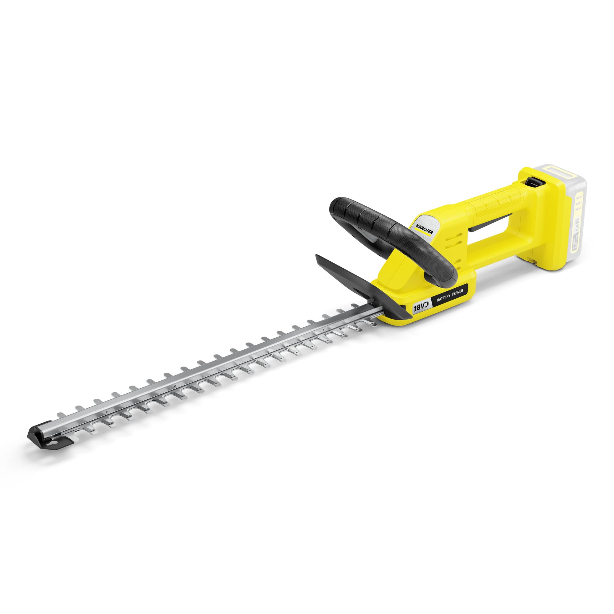 Kärcher akumulatorowe nożyce do żywopłotu HGE 2-18, długość cięcia: 45 cm, ostrze diamentowe, uchwyt obrotowy, naprężenia do ładowania 210-420 m², do użytku z akumulatorem Kärcher 18 V (z wyłączeniem)
