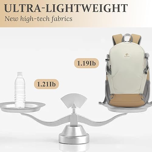 Miniatura 4 de Mochila de senderismo para hombres y mujeres, mochila de viaje ligera de 25 litros para acampar al aire libre, Blanco y marrón, Mochilas Daypack