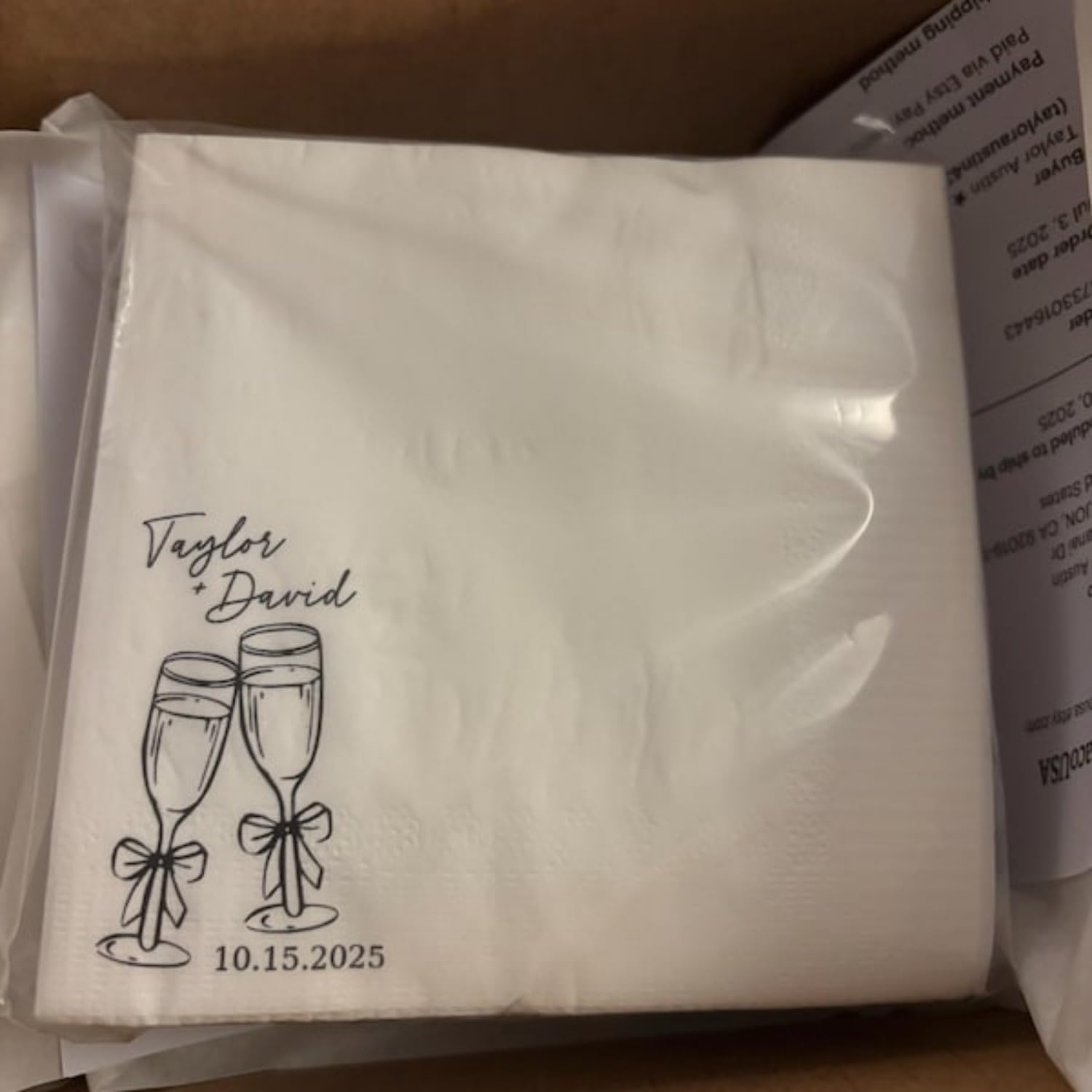 Tovaglioli da cocktail personalizzati, tovaglioli personalizzati per matrimoni con iniziali e data, 12,2 x 12,2 cm, tovaglioli personalizzati per ricevimenti di nozze, addio al nubilato, feste di