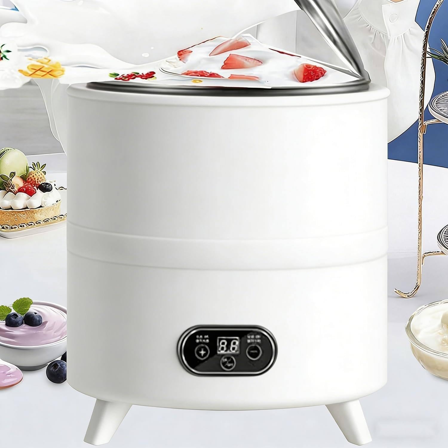 Machine à yaourt pour yaourt fait maison, fermentation d'ail noir 8 L/12 L avec minuterie et contrôle de la température, température constante à 360 ° pour natto et plus encore