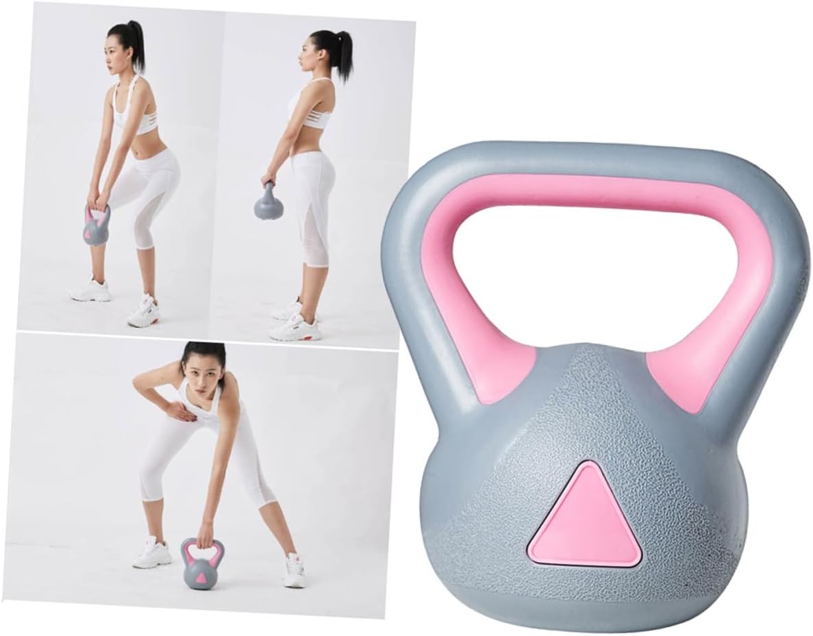 NOLITOY 8kg Women’s Fixed Rubberized Kettlebell for Fitness Training, Gray Pink Weight for Home Strength Exercise and Squat Workout