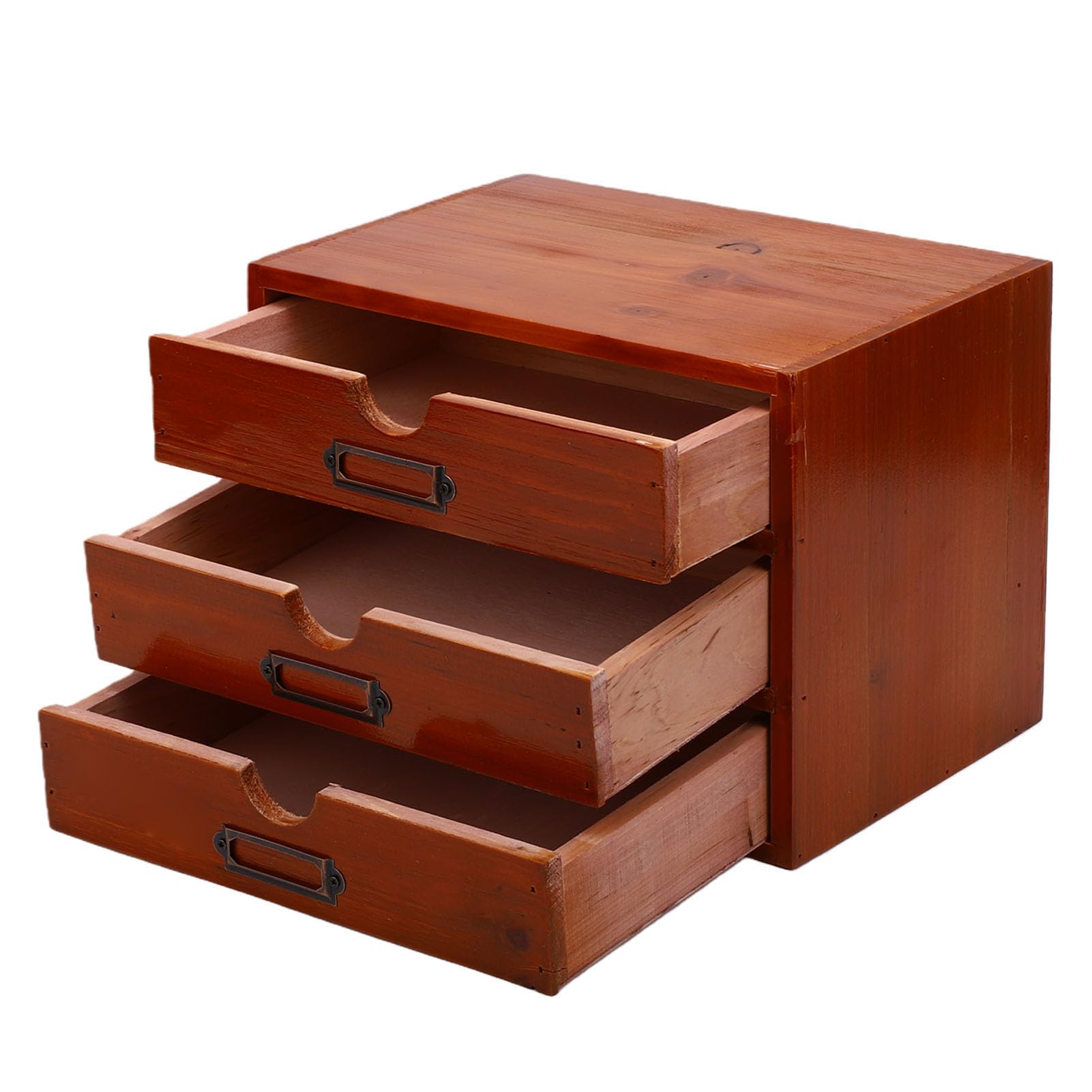 Organizador de Escritorio de Madera con 3 Cajones, Organizador de Maquillaje Cosmético Vintage para Organización de la Oficina en el Hogar, Caja de Almacenamiento Rústica