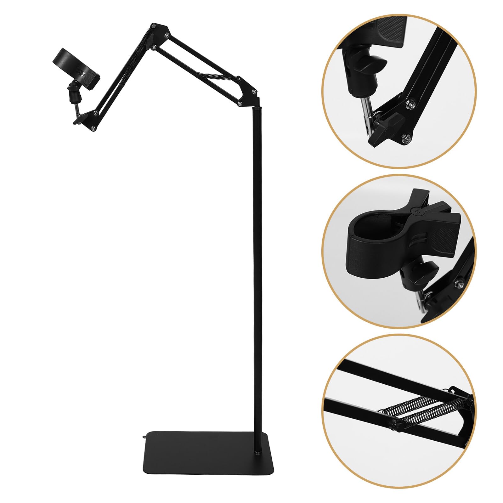 Soporte de Pie Ajustable para Secador de Pelo con Brazo Articulado Plegable Soporte Manos Libres Giratorio para Baño y Salón Compatible Base Estable y Altura Regulable