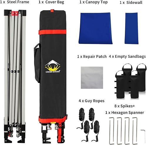 Miniatura 20 de CROWN SHADES - Toldo desplegable de 10 x 10 pies con 1 pared lateral, tienda de campaña de playa que se arma con solo presionar un botón, glorieta