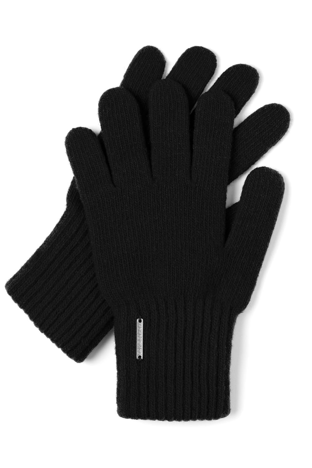 Vivisence Warm Woolen Winter Gloves For Women With Five Fingers Wide Welt Finish Soft And Warm Wool Blend Perfect For Cold Winter Days And Everyday Wear, Black,UNI