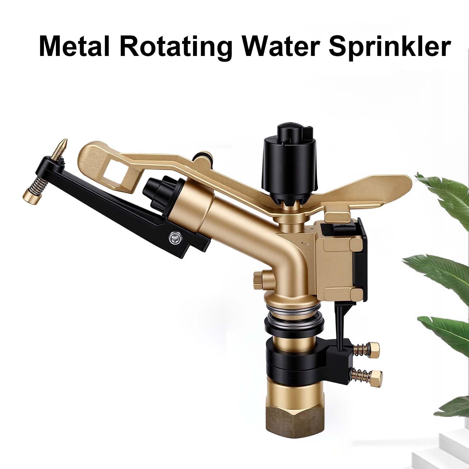Rociador de Agua Giratorio de Metal 0.2-0.6Mpa | Aspersor de césped ajustable 360 ​​con núcleo de latón para riego de granjas y jardines, distancia de pulverización de 10 a