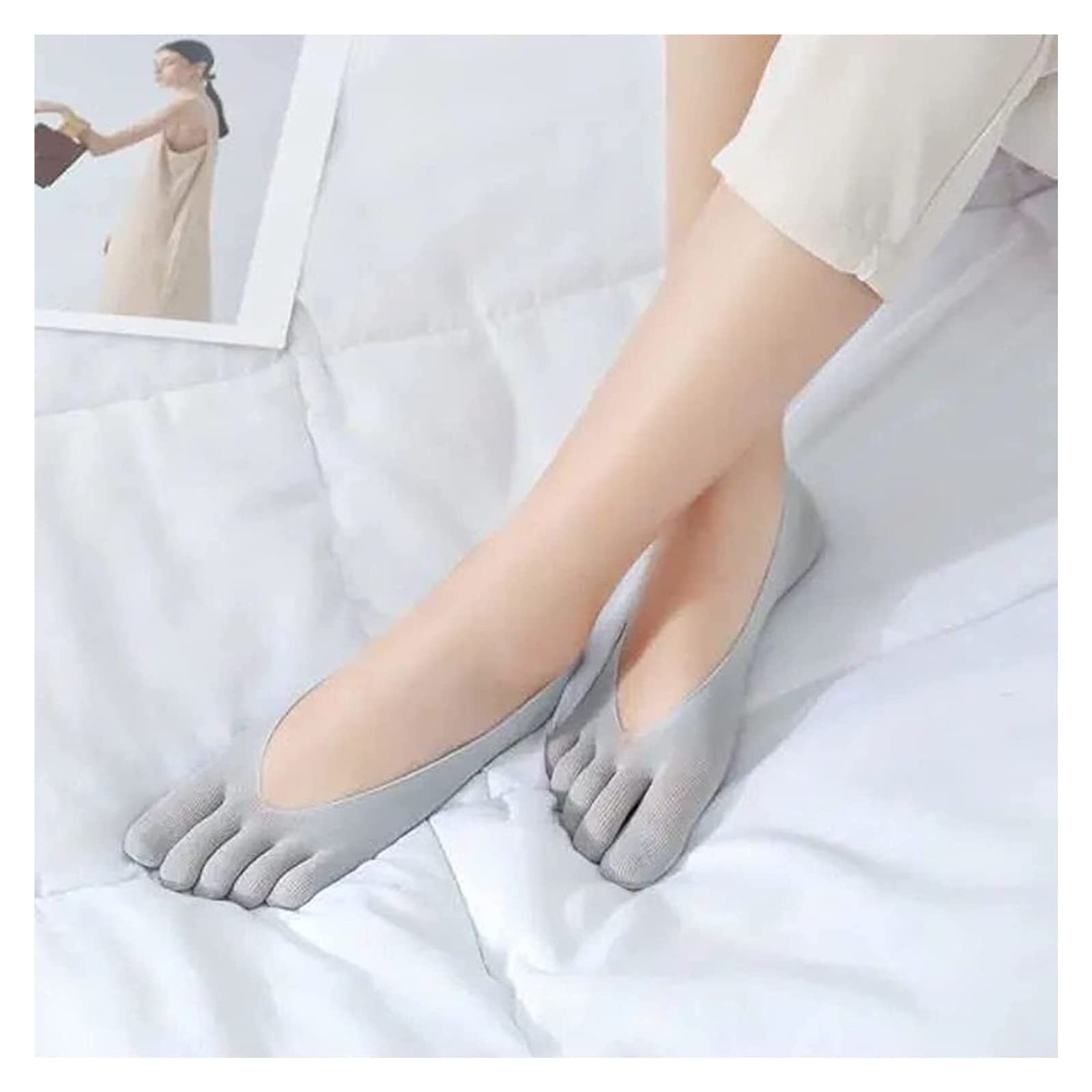 Socken Für Alltag Freizeit Leichte No-Show-Zehensocken Für Damen, Niedrig Geschnittene Fünf-Finger-Knöchelsocken(G-A)