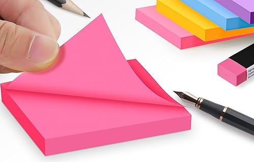 Miniatura 10 de Notas adhesivas (12 blocs) de 1.5 x 2 pulgadas, postes adhesivos fuertes de colores brillantes, adecuadas para escuela, hogar, oficina, eliminación